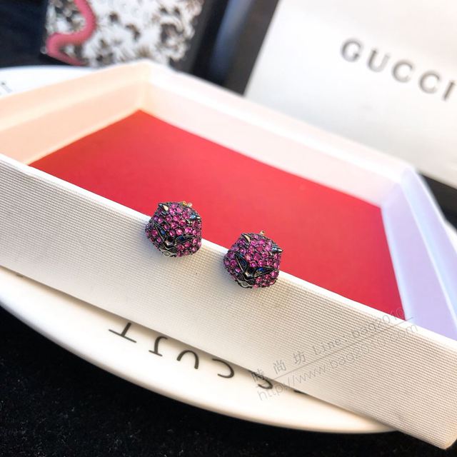 GUCCi飾品 古馳老虎頭時尚珍珠 彩鑽施華洛世奇水晶 925純銀針 Gucci耳環耳釘  zgbq1149
